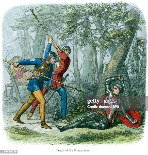 death of richard neville, warwick the kingmaker - halberd stock illustrations