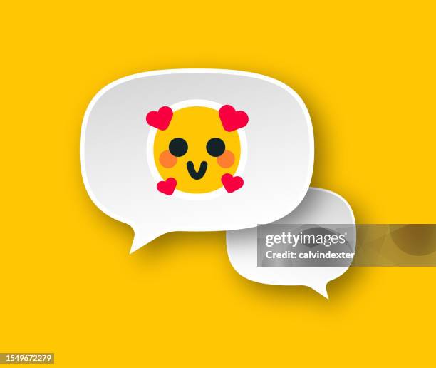 emoticon on speech bubble - smiley face balloon stock illustrations