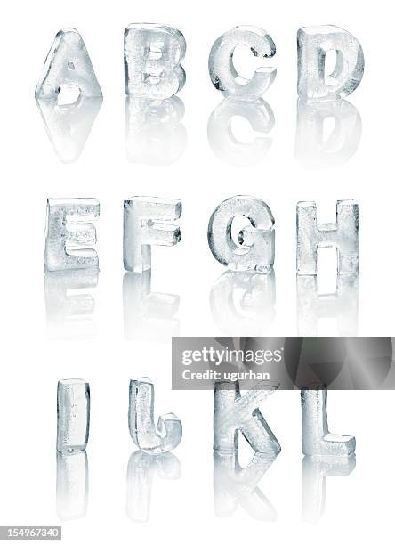 ice alphabet - frozen letter stock pictures, royalty-free photos & images
