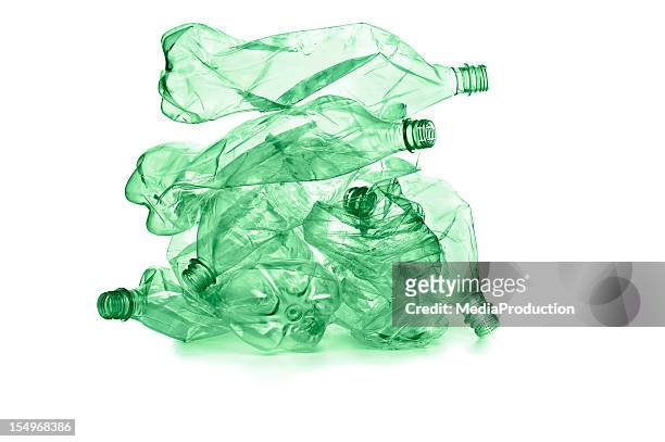 plastic bottles for recycle - lots of bottles stockfoto's en -beelden