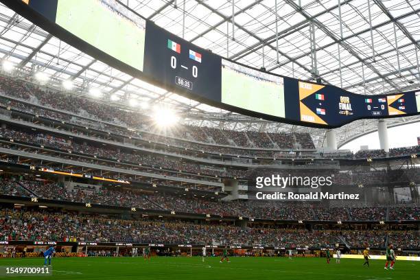 General view of play between Mexico and Panama in the second half during the Concacaf Gold Cup final match between Mexico and Panama at SoFi Stadium...