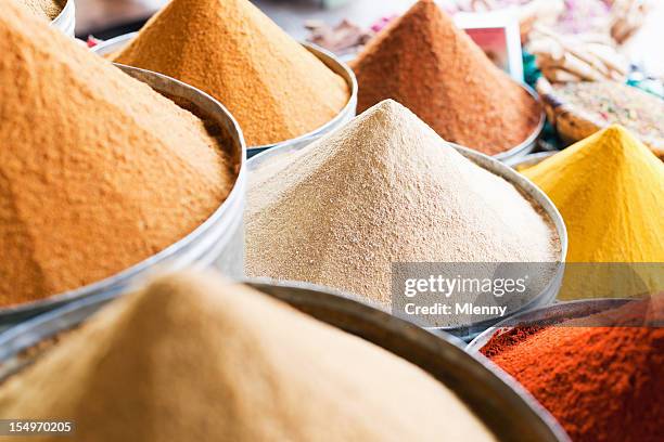 spices marrakesh medina morocco - marrakech spice bildbanksfoton och bilder