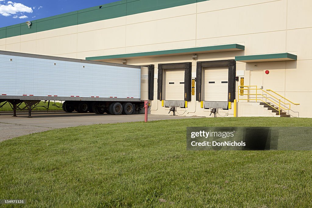 Semi Truck Trailer at Loading Dock