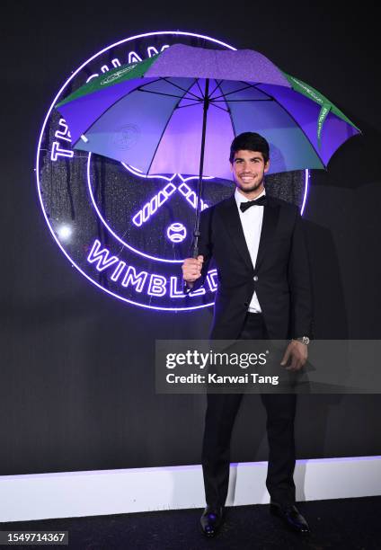 Carlos Alcaraz attends the Wimbledon Champions Dinner at the All England Lawn Tennis and Croquet Club on July 16, 2023 in London, England.