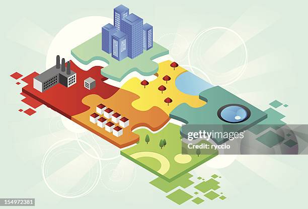 illustrazioni stock, clip art, cartoni animati e icone di tendenza di puzzle città - time zone