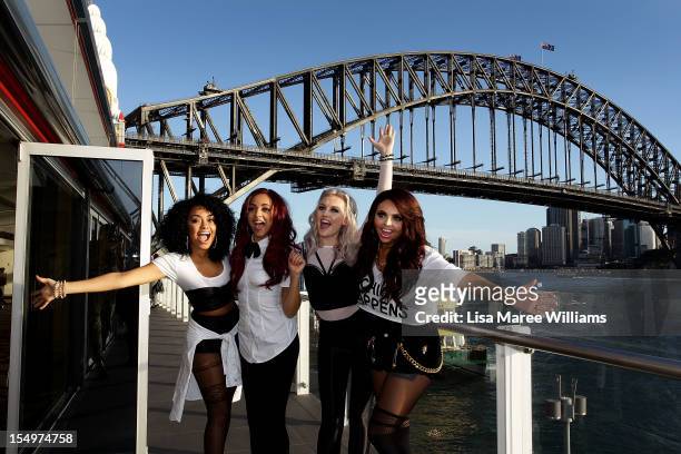 Leigh-Anne Pinnock, Jade Thirlwall, Perrie Edwards and Jesy Nelson of 'Little Mix' meet fans at Luna Park on October 29, 2012 in Sydney, Australia.