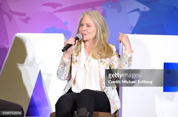Actress Beverly D'Angelo participates in a motivational Q&A moderated by celebrity dentist and LEAP co-founder Dr. Bill Dorfman at UCLA Campus on...