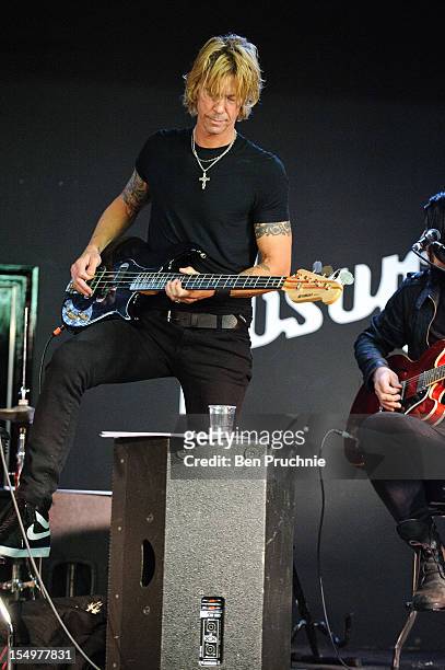 Duff McKagan performs after meeting wounded soldiers through the Help for Heroes charity on October 29, 2012 in London, England.