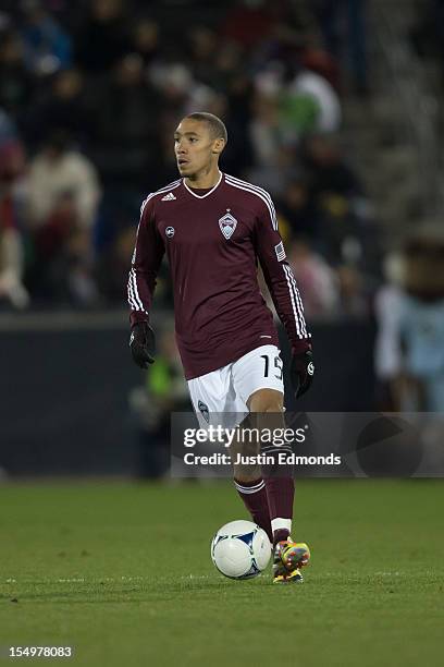 Chris Klute of the Colorado Rapids in action against the Houston Dynamo at Dick's Sporting Goods Park on October 27, 2012 in Commerce City, Colorado.
