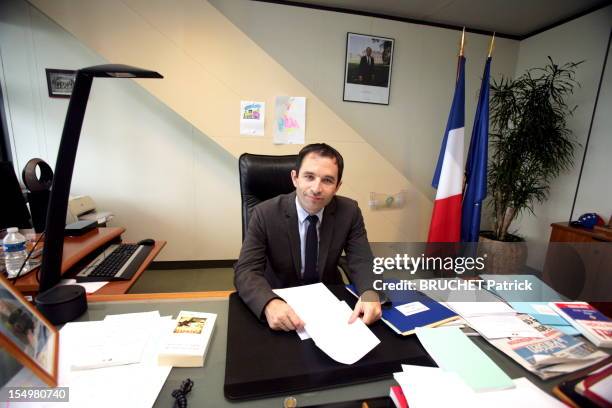 French minister of Economy Benoit Hamon is photographed for Paris Match inside his minister's office in Bercy on October 11, 2012 in Paris, France. .