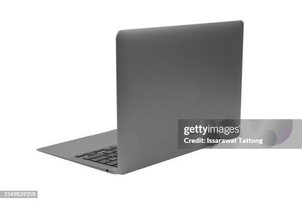 back and side view, laptop or notebook isolated with clipping path on white background. - computer keyboard isolated stock pictures, royalty-free photos & images