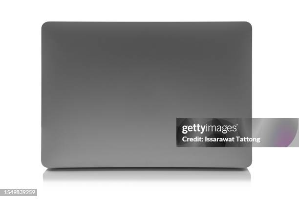 back view, laptop or notebook isolated with clipping path on white background. - dorsal fin stock photos et images de collection