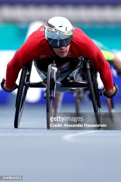Marcel Hug of Switzerland competes in the Men's 800m T64 Heat during day nine of the World Para Athletics Championships Paris 2023 at Stade Charlety...