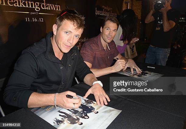 Actors Charlie Bewley and Daniel Cudmore attend The Twilight Saga: Breaking Dawn, Part 2 Miami Fan Event at the Shops At Sunset Place on October 29,...