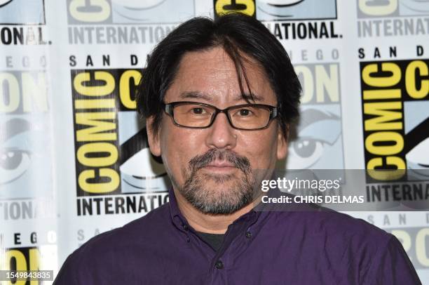 Japanese Kaiju designer Kan Takahama attends the press line for "Gamera Rebirth" during San Diego Comic-Con International in San Diego, California,...