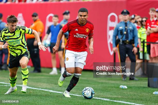 Casemiro of Manchester United during the Champions Tour soccer game against Arsenal on July 22, 2023 at MetLife Stadium in East Rutherford, New...