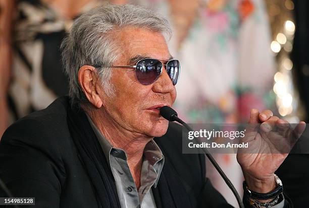 Roberto Cavalli addresses the media during his press conference to announce his range for Target at the Park Hyatt on October 30, 2012 in Sydney,...