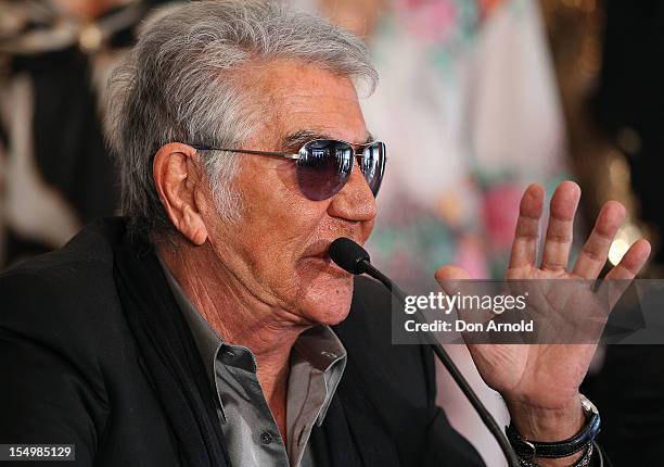 Roberto Cavalli addresses the media during his press conference to announce his range for Target at the Park Hyatt on October 30, 2012 in Sydney,...