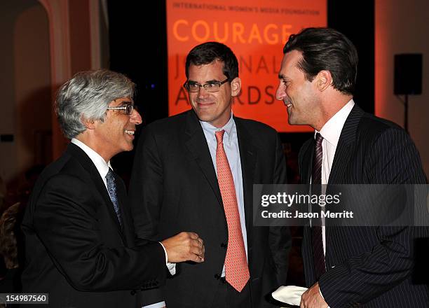 Host and Board of Chairs of IWMF Ted Boutrous and actor Jon Hamm attend the 2012 Courage in Journalism Awards hosted by the International Women's...