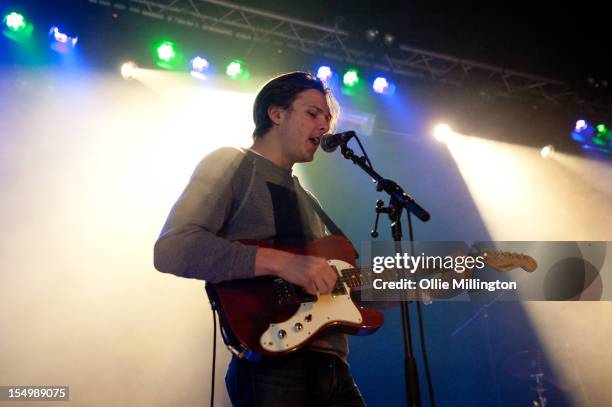 Ian Nygaard of Howler performs on stage during a date of the NME Magazine New Generation tour at Rescue Rooms on October 29, 2012 in Nottingham,...