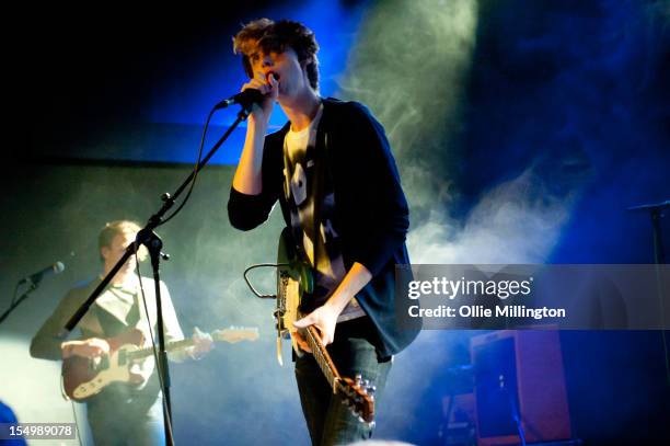 Ian Nygaard and Jordan Gatesmith of Howler perform on stage during a date of the NME Magazine New Generation tour at Rescue Rooms on October 29, 2012...