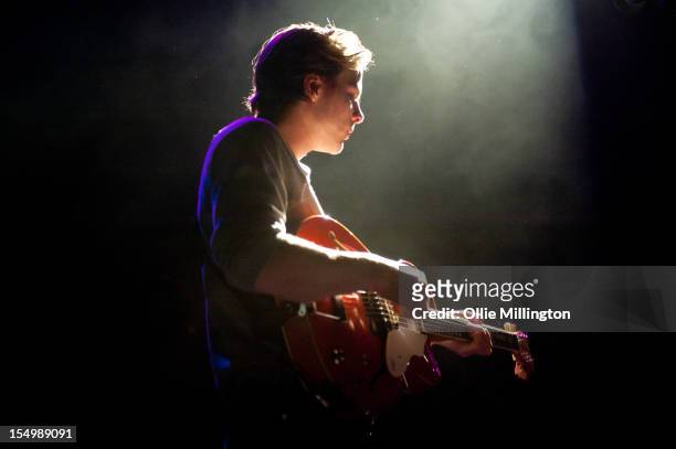 Ian Nygaard of Howler performs on stage during a date of the NME Magazine New Generation tour at Rescue Rooms on October 29, 2012 in Nottingham,...