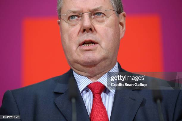 German Social Democrat and candidate for Chancellor Peer Steinbrueck speaks to the media to announce a full disclosure of his supplementary income in...