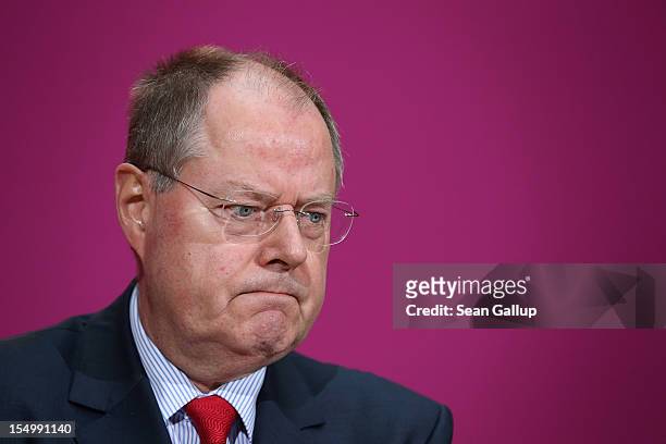 German Social Democrat and candidate for Chancellor Peer Steinbrueck speaks to the media to announce a full disclosure of his supplementary income in...