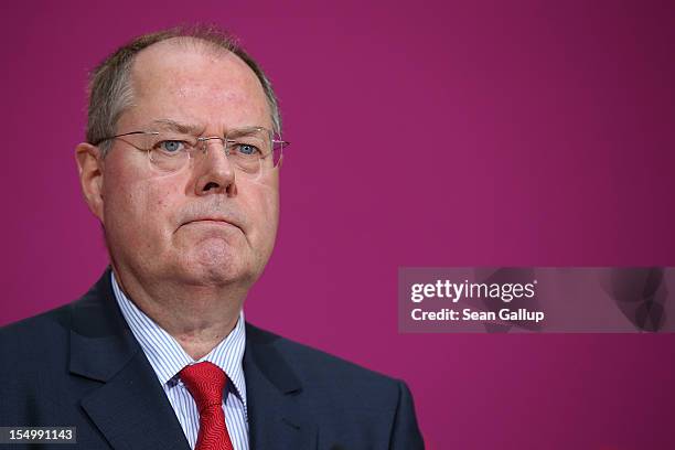 German Social Democrat and candidate for Chancellor Peer Steinbrueck speaks to the media to announce a full disclosure of his supplementary income in...