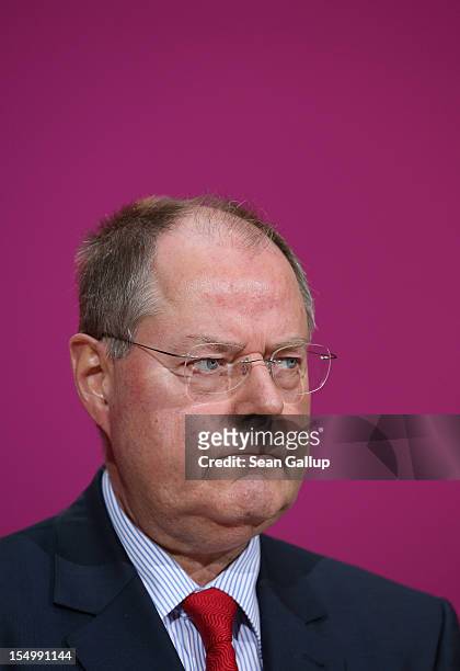 German Social Democrat and candidate for Chancellor Peer Steinbrueck speaks to the media to announce a full disclosure of his supplementary income in...