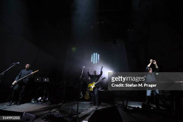 Chris Cross, Midge Ure, Warren Cann and Billy Currie of Ultravox performs on stage at Kesselhaus on October 29, 2012 in Munich, Germany.