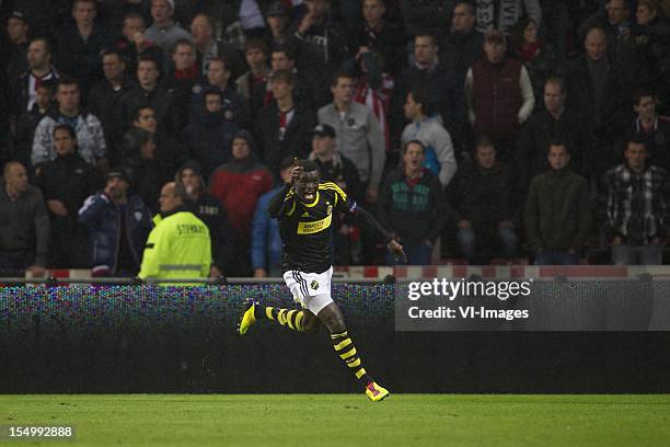 Kwame Karikari of AIK Solna during the Europa League match between PSV Eindhoven and AIK Solna at the Philips Stadium on October 25, 2012 in...