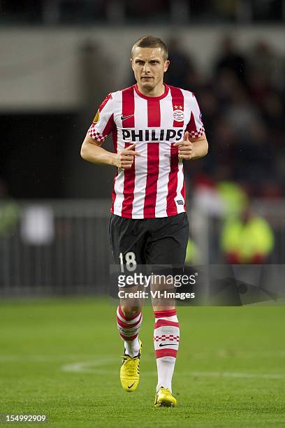 Timothy Derijck of PSV during the Europa League match between PSV Eindhoven and AIK Solna at the Philips Stadium on October 25, 2012 in Eindhoven,...