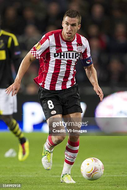 Kevin Strootman of PSV during the Europa League match between PSV Eindhoven and AIK Solna at the Philips Stadium on October 25, 2012 in Eindhoven,...