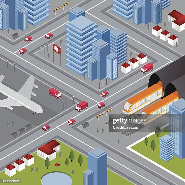 transport isometric city - pool top view stock illustrations