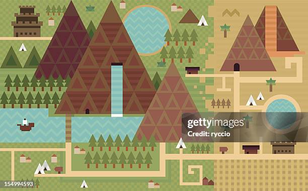flat fantasy map - teepee stock illustrations