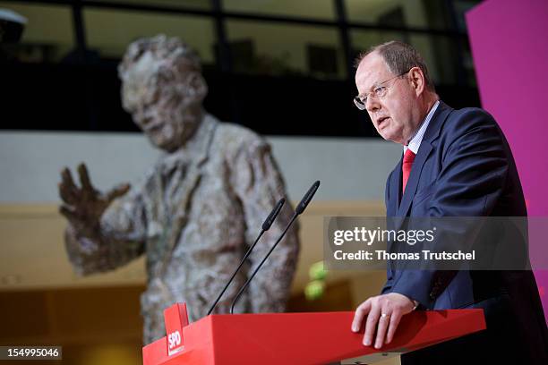 German Social Democrat and candidate for Chancellor Peer Steinbrueck speaks to the media to announce a full disclosure of his supplementary income in...