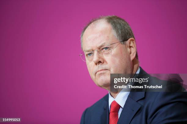 German Social Democrat and candidate for Chancellor Peer Steinbrueck speaks to the media to announce a full disclosure of his supplementary income in...