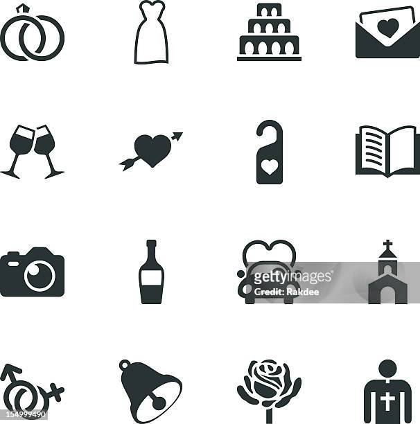 hochzeit silhouette icons - wedding dress stock-grafiken, -clipart, -cartoons und -symbole