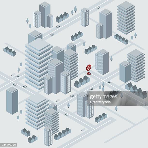 stockillustraties, clipart, cartoons en iconen met isometric virtual city - industrial district