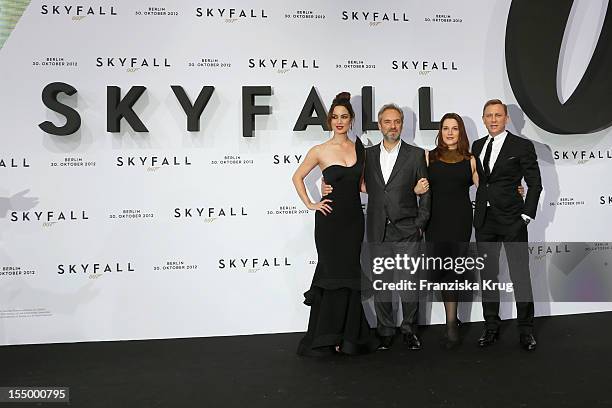 Berenice Marlohe, Sam Mendes, Barbara Broccoli and Daniel Craig attend the 'Skyfall' Germany Premiere at Theater am Potsdamer Platz on October 30,...