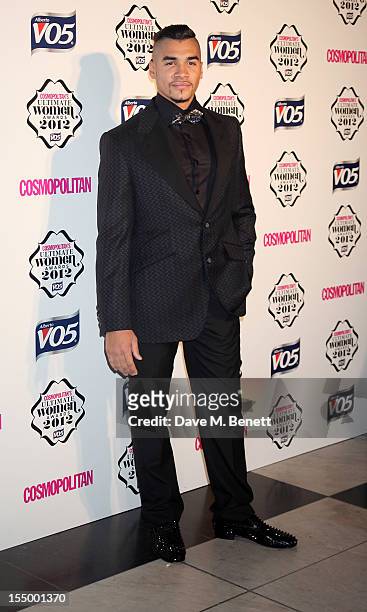 Gymnast Louis Smith arrives at the Cosmopolitan Ultimate Woman of the Year awards at the Victoria & Albert Museum on October 30, 2012 in London,...