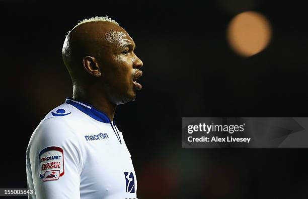 El Hadji Diouf of Leeds United looks on during the Capital One Cup Fourth Round match between Leeds United and Southampton at Elland Road on October...