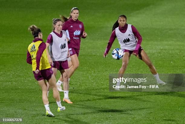 Players of Spain train during a Spain Training Session on July 17, 2023 in Palmerston North, New Zealand.