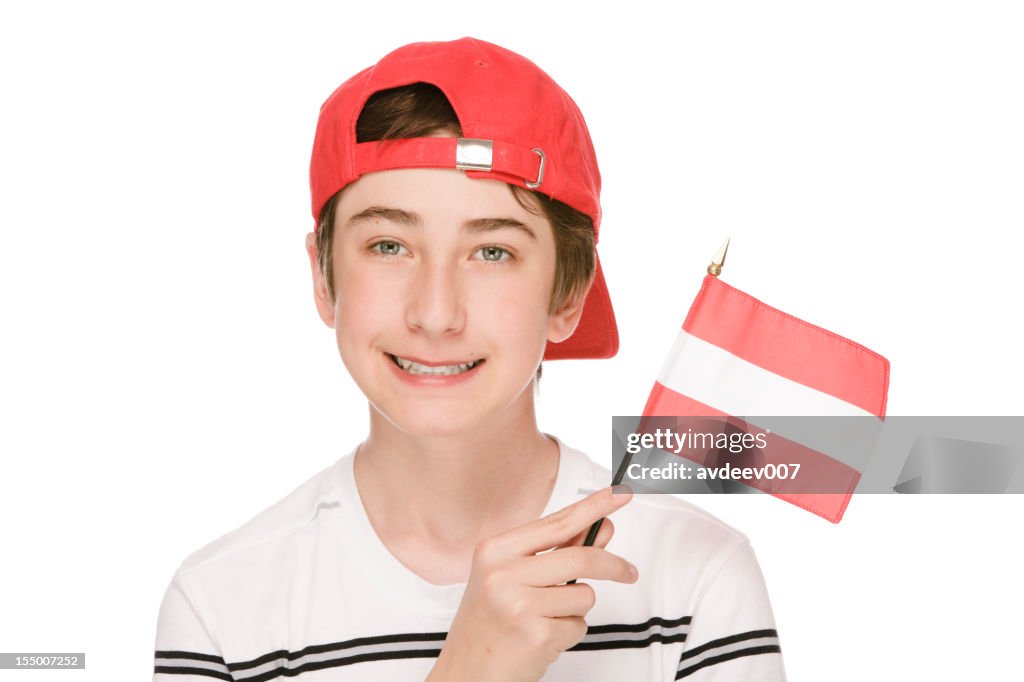 Junge mit Österreichische Flagge