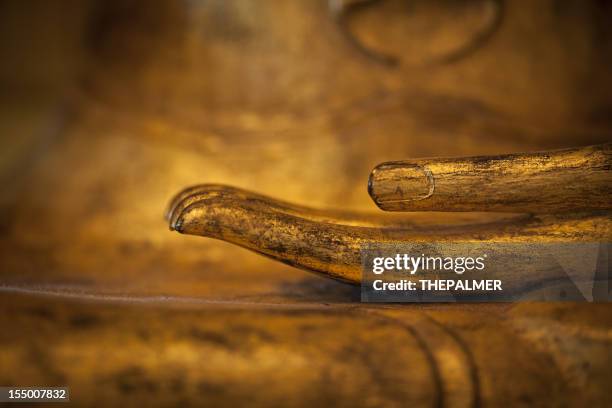golden thai buddha hand detail - buddha bildbanksfoton och bilder