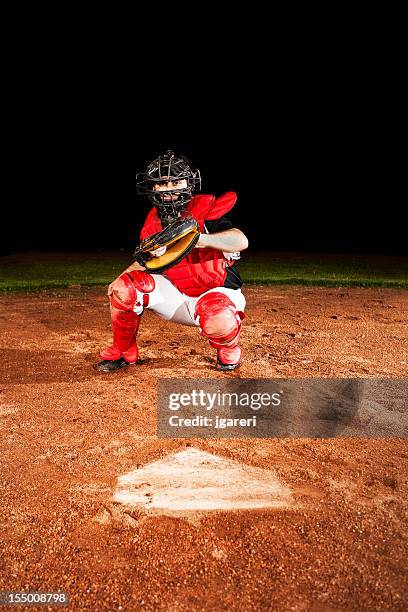 野球選手（キャッチャーでホームプレート - baseball catcher ストックフォトと画像