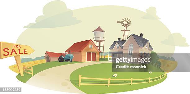 sell the farm - private property stock illustrations