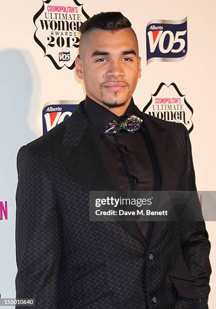 Gymnast Louis Smith arrives at the Cosmopolitan Ultimate Woman of the Year awards at the Victoria & Albert Museum on October 30, 2012 in London,...