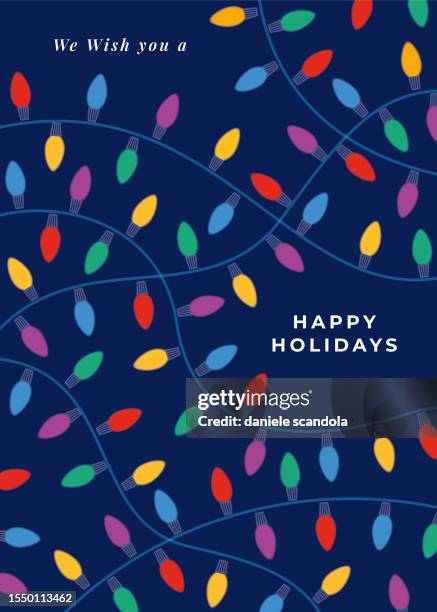 ilustrações de stock, clip art, desenhos animados e ícones de christmas light bulbs on blue background. - luzes de natal